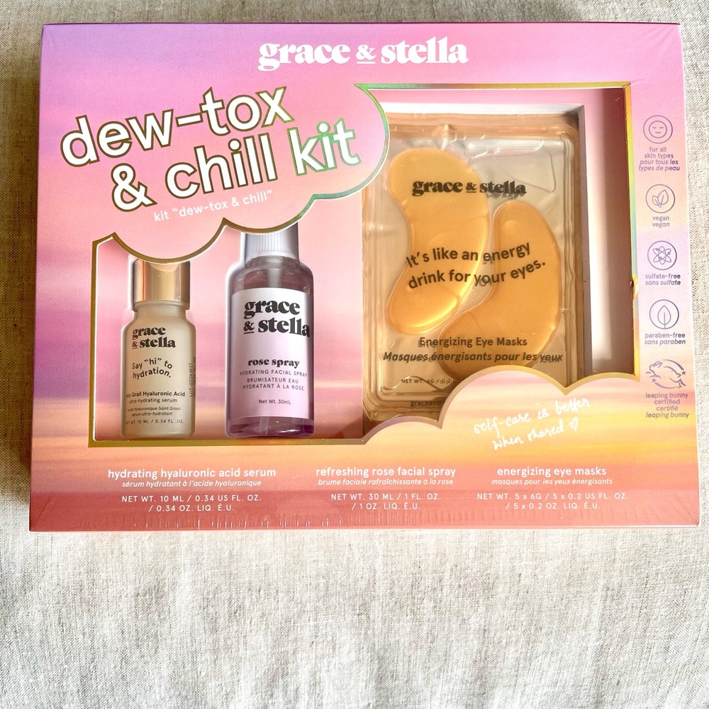 grace & stella Pink Dew-Tox & Chill Kit Hydration Trio